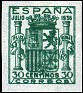 Spain 1936 Coat Of Arms 30 CTS Green Edifil NE 57. España ne57. Uploaded by susofe